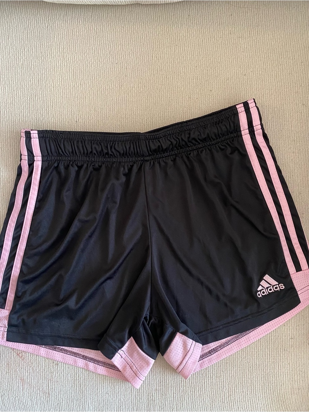 Adidas Women’s Black Shorts with Pink Pastel Trim